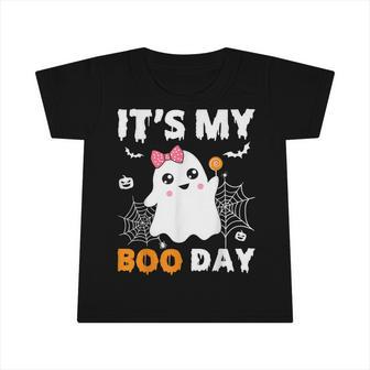 Its My Boo Day Halloween Birthday Ghost Pink Bow Girls Infant Tshirt - Thegiftio UK
