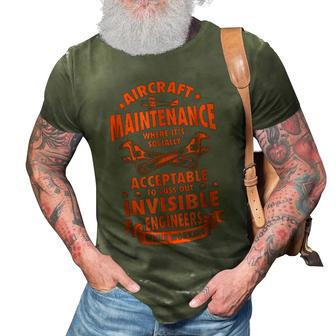 Aircraft Mechanic Funny Gift Aviation Airplane 3D Print Casual Tshirt | Mazezy