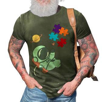 Autism Awareness Astronaut Puzzle Pieces Space Mom Dad Kids 3D Print Casual Tshirt | Mazezy AU