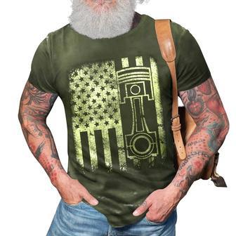 Auto Automotive Mechanic Engine Piston Patriotic Flag 3D Print Casual Tshirt | Mazezy
