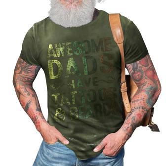 Awesome Dads Have Tattoos & Beards Bearded Dad Fathers Day Gift For Mens 3D Print Casual Tshirt | Mazezy