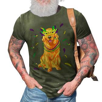Beads & Mask Golden Retriever Mardi Gras Dog Mom Dad 3D Print Casual Tshirt | Mazezy