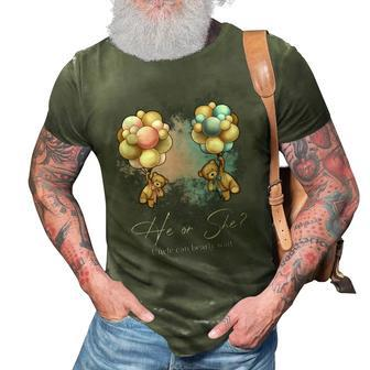 Bears Balloons Uncle Can Bearly Wait Gender Reveal 3D Print Casual Tshirt | Mazezy