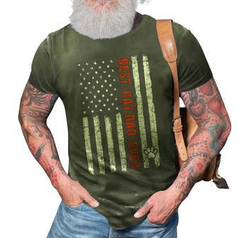 Best Cat Dad Ever American Flag Fathers Day Cat Lover Gift For Mens 3D Print Casual Tshirt - Seseable