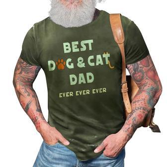 Best Dog And Cat Dad Ever Fur Dad Fathers Day 3D Print Casual Tshirt - Seseable