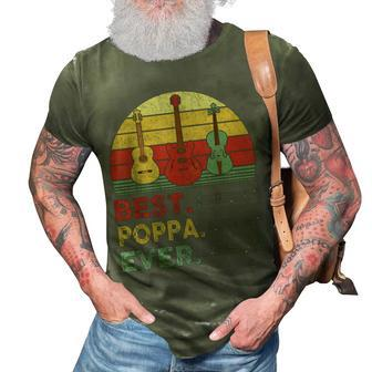 Best Poppa Ever Vintage Guitarist Guitar Lovers Gifts Gift For Mens 3D Print Casual Tshirt | Mazezy