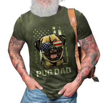 Best Pug Dad Ever American Flag Dog Lover Gift For Mens 3D Print Casual Tshirt - Seseable