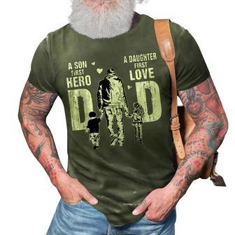 Dad A Sons First Hero A Daughters First Love Fathers Day 3D Print Casual Tshirt | Mazezy