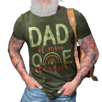 Dad Of Little Miss Onederful 1St Bday Boho Rainbow Gift For Mens 3D Print Casual Tshirt | Mazezy