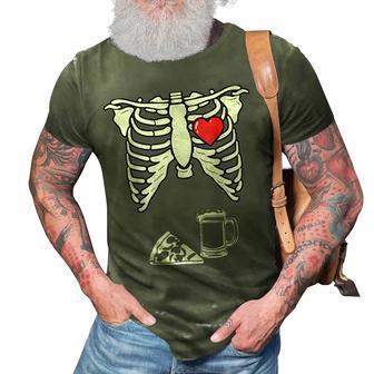 Dad Skeleton Halloween Beer Pizza Funny Pregnancy Couple Men Gift For Mens 3D Print Casual Tshirt | Mazezy