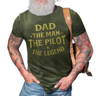 Dad The Man The Pilot The Legend Airlines Airplane Lover 3D Print Casual Tshirt - Seseable