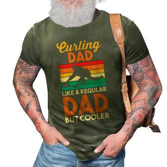 Dads Day | Retro Curling Dad Like A Regular Dad But Cooler 3D Print Casual Tshirt | Mazezy