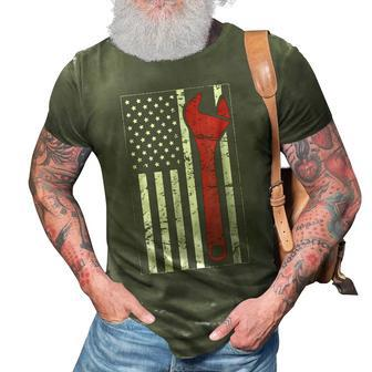 Distressed American Flag & Wrench | Mechanic 3D Print Casual Tshirt | Mazezy