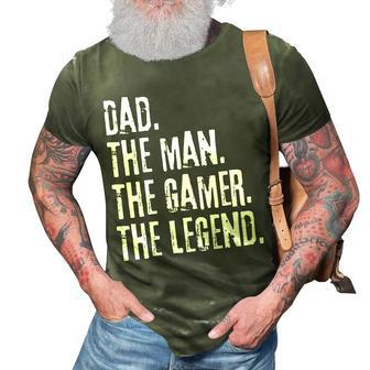 Distressed Dad The Man The Gamer The Legend Fathers Day 3D Print Casual Tshirt - Seseable