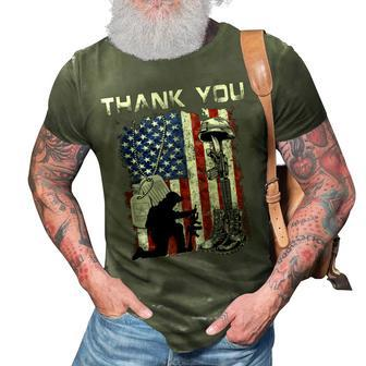Distressed Memorial Day Flag Military Boots Dog Tags 3D Print Casual Tshirt | Mazezy