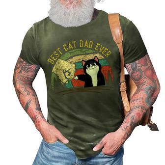 Fathers Day Cat Daddy Gifts 2023 Vintage Best Cat Dad Ever 3D Print Casual Tshirt - Seseable
