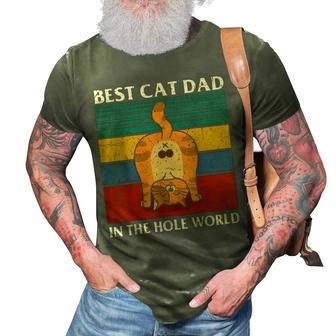 Funny Best Cat Dad Ever Retro Feel Cat Butt Humor Vintage 3D Print Casual Tshirt - Seseable