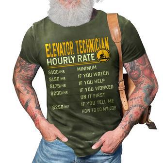 Funny Elevator Technician Hourly Rate Elevator Mechanic 3D Print Casual Tshirt | Mazezy