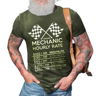 Funny Mechanic Hourly Rate Distressed Design 3D Print Casual Tshirt | Mazezy