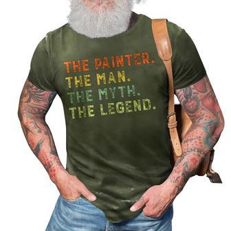 Funny Painting Vintage Retro Painter The Man Myth Legend Dad 3D Print Casual Tshirt - Seseable