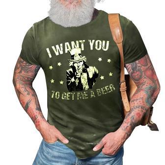 Funny Uncle Sam I Want You To Get Me A Beer 3D Print Casual Tshirt | Mazezy