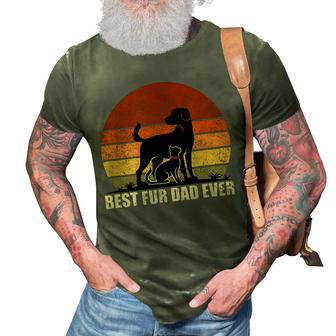Funny Vintage Retro Best Fur Dad Ever For Dog And Cat Owner 3D Print Casual Tshirt - Seseable
