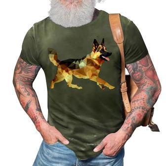 German Shepherd Running Polygon Poly Dog Dad Mom Lover 3D Print Casual Tshirt | Mazezy