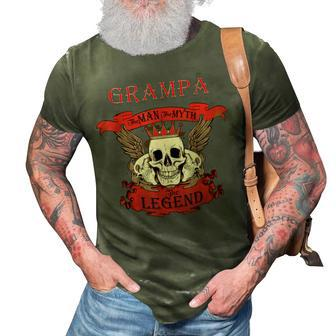 Grampa The Man The Myth The Legend Grandfather Gift For Mens 3D Print Casual Tshirt - Seseable
