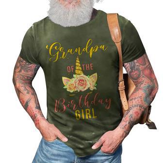 Grandpa Birthday Girl Grandfather Gifts Unicorn Birthday 3D Print Casual Tshirt | Mazezy