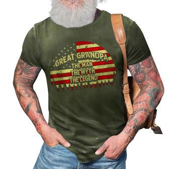 Great Grandpa The Man The Myth The Legend Usa Flag Grandpa 3D Print Casual Tshirt - Seseable