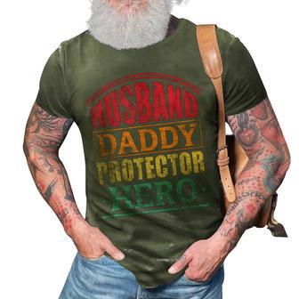 Husband Daddy Protector Hero Dad Fathers Day Men 3D Print Casual Tshirt - Seseable