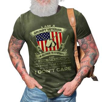 I Am A Grumpy Veteran Military 3D Print Casual Tshirt | Mazezy