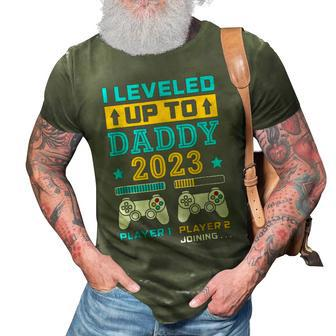 I Leveled Up To Daddy 2023 Soon To Be Dad Fathers Day Gift 3D Print Casual Tshirt | Mazezy