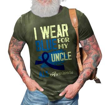 I Wear Blue For My Uncle Support Als Awareness 3D Print Casual Tshirt | Mazezy