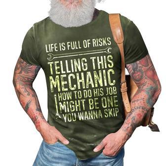 Life Is Full Of Risk Funny Auto Garage Car Mechanic Wrench 3D Print Casual Tshirt | Mazezy DE