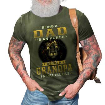 Lion Being A Dad Is An Honor Being A Grandpa Is Priceless Gift For Mens 3D Print Casual Tshirt | Mazezy