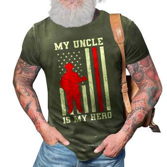 My Uncle Is My Hero Firefighter Thin Red Line Flag 3D Print Casual Tshirt | Mazezy