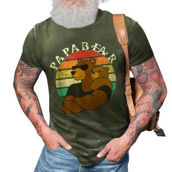 Papa Bear Father Daddy Fathers Day Gift Best Dad Ever Gift For Mens 3D Print Casual Tshirt - Seseable