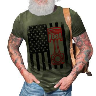 Patriotic Auto Automotive Mechanic Engine Piston Flag 3D Print Casual Tshirt | Mazezy