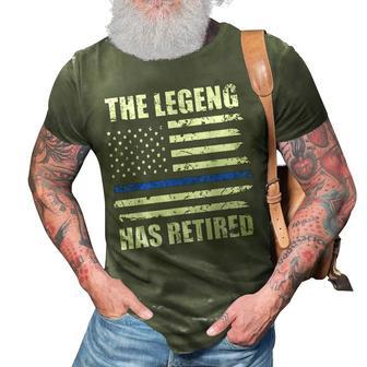 Police Officer The Legend Has Retired American Flag Cop 3D Print Casual Tshirt - Seseable
