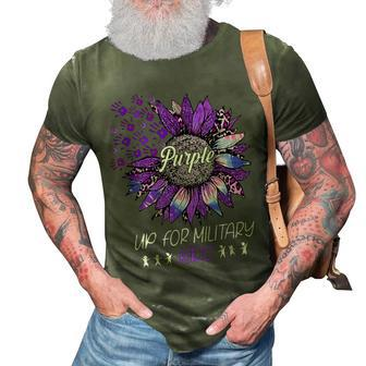 Purple Up For Military Kids Sunflower Purple Military Month 3D Print Casual Tshirt | Mazezy