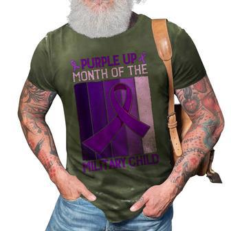 Purple Up Month Of The Military Child Month Ribbon 3D Print Casual Tshirt | Mazezy