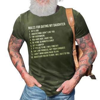 Rules For Dating My Daughter List Father Daddy 3D Print Casual Tshirt | Mazezy