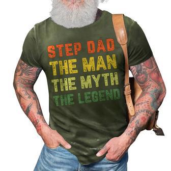 Step Dad The Man The Myth The Legend Vintage Stepdad 3D Print Casual Tshirt - Seseable