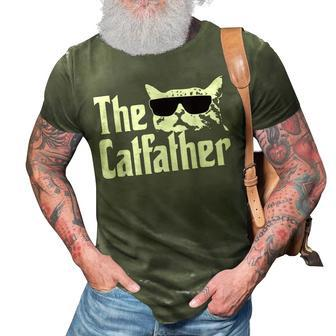 The Catfather Funny Cat Dad Fathers Day Vintage Fathers Day Gift For Mens 3D Print Casual Tshirt - Seseable