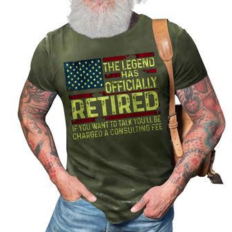 The Legend Has Officially Retired American Flag Retirement 3D Print Casual Tshirt - Seseable
