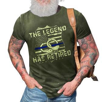 The Legend Has Retired Police Officer American Flag 3D Print Casual Tshirt - Seseable
