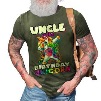 Uncle Of Birthday Unicorn Dabbing Unicorn Matching Family 3D Print Casual Tshirt | Mazezy