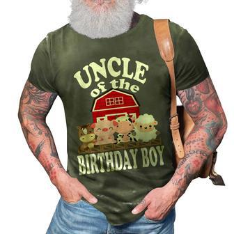 Uncle Of The Birthday Boy Farming Animals Bday Party 3D Print Casual Tshirt | Mazezy
