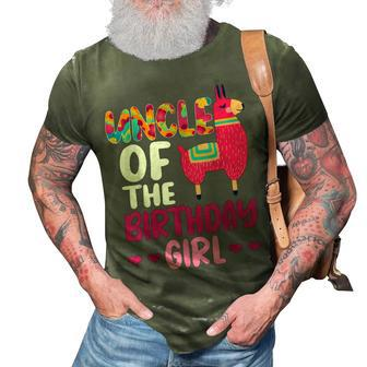 Uncle Of The Birthday Girl Llama Bday Alpaca Celebration 3D Print Casual Tshirt | Mazezy